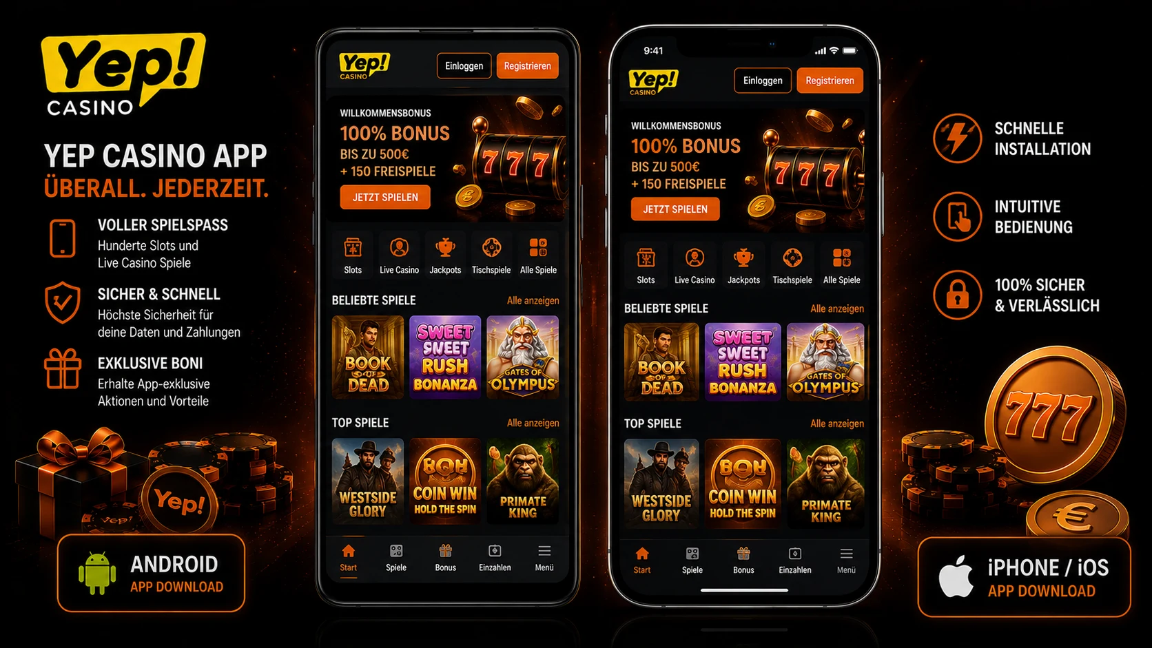 Yep Casino App für Android und iOS