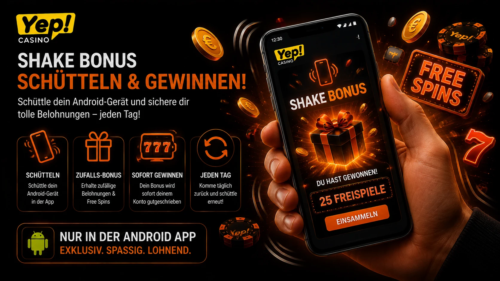 Yep Casino Shake Bonus in der Android App